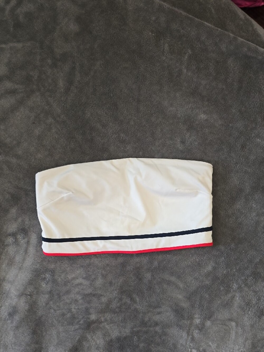 H&M White Bikini Top with Red & Navy Trim